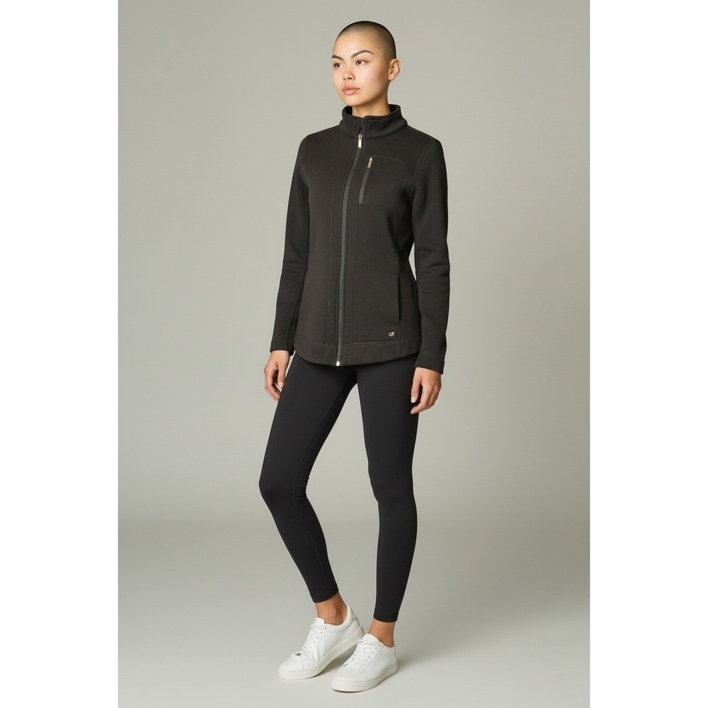 Calvin Klein Women Black Full Zip Mock Neck Knit Jacket Athletic Casual Size M - Picture 14 of 16